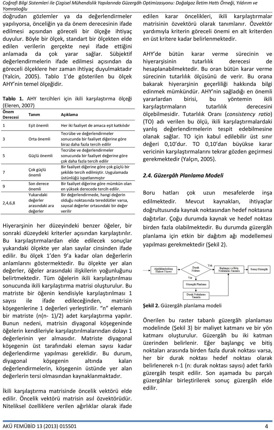 Sübjektif değerlendirmelerin ifade edilmesi açısından da göreceli ölçeklere her zaman ihtiyaç duyulmaktadır (Yalcin, 2005). Tablo 1 