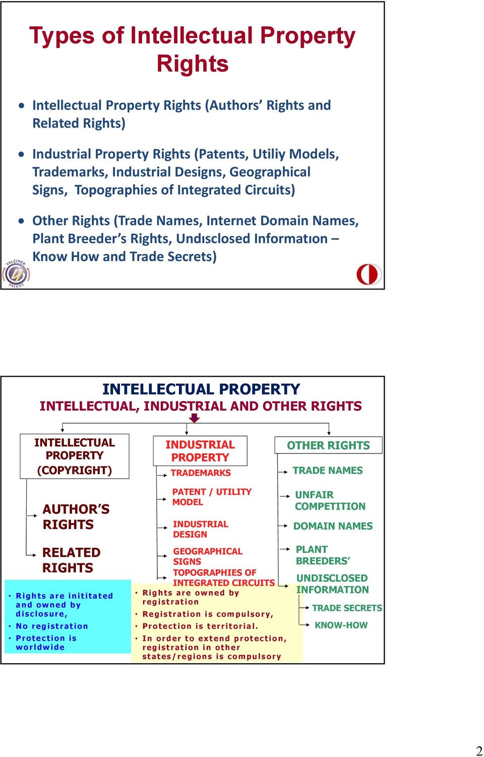 INTELLECTUAL, INDUSTRIAL AND OTHER RIGHTS INTELLECTUAL PROPERTY (COPYRIGHT) AUTHOR S RIGHTS RELATED RIGHTS Rights are inititated and owned by disclosure, No registration Protection is worldwide