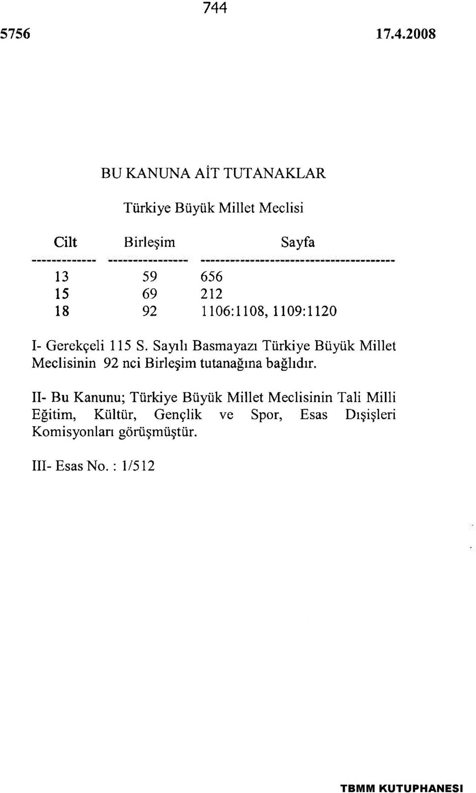 Sayılı Basmayazı Türkiye Büyük Millet Meclisinin 92 nci Birleşim tutanağına bağlıdır.