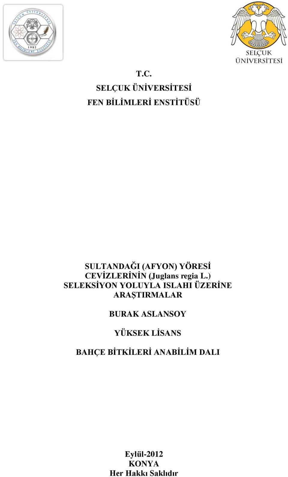 ) SELEKSİYON YOLUYLA ISLAHI ÜZERİNE ARAŞTIRMALAR BURAK