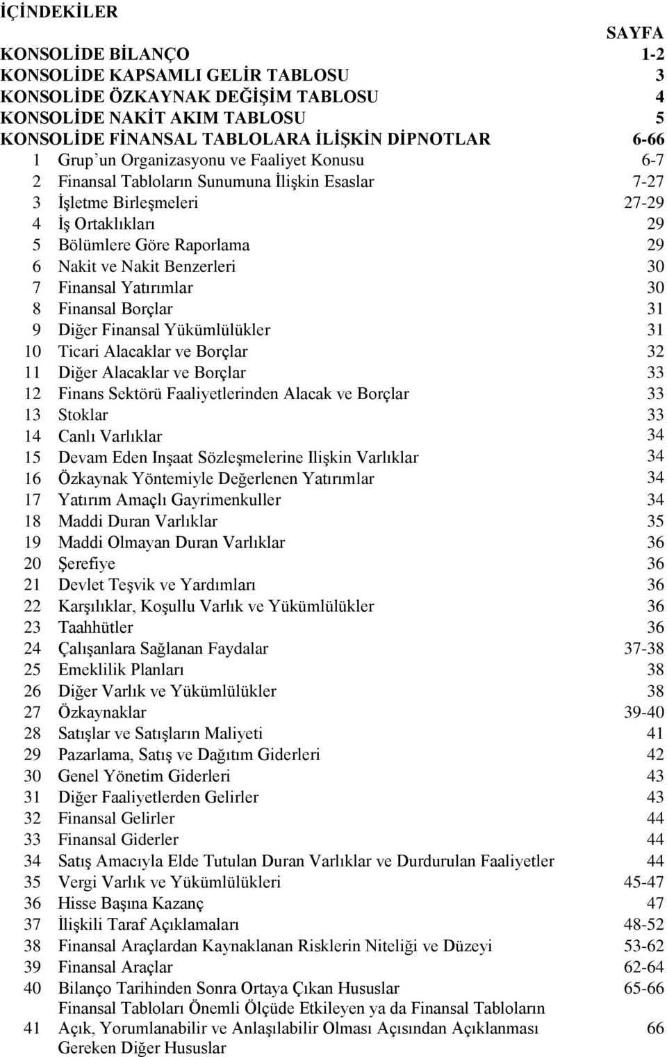 Yatırımlar 30 8 Finansal Borçlar 31 9 Diğer Finansal Yükümlülükler 31 10 Ticari Alacaklar ve Borçlar 32 11 Diğer Alacaklar ve Borçlar 33 12 Finans Sektörü Faaliyetlerinden Alacak ve Borçlar 33 13