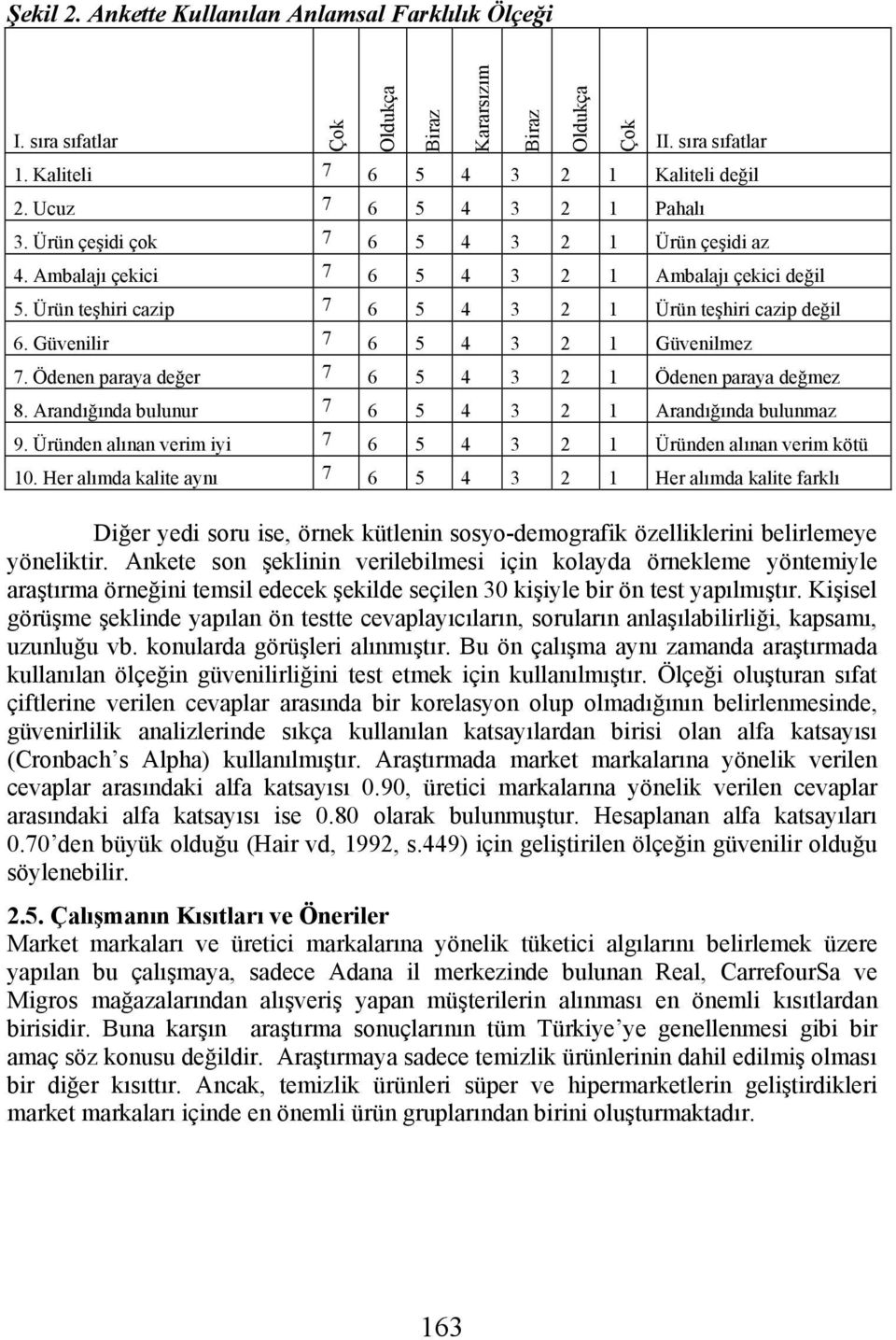 Güvenilir 7 6 5 4 3 2 1 Güvenilmez 7. Ödenen paraya değer 7 6 5 4 3 2 1 Ödenen paraya değmez 8. Arandığında bulunur 7 6 5 4 3 2 1 Arandığında bulunmaz 9.