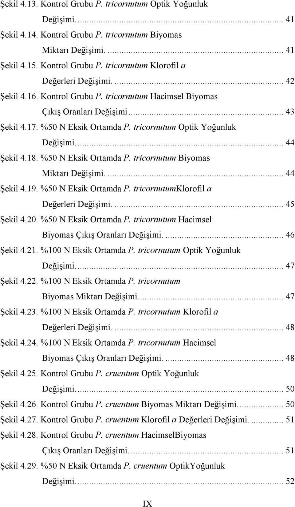 %50 N Eksik Ortamda P. tricornutum Biyomas Miktarı Değişimi.... 44 Şekil 4.19. %50 N Eksik Ortamda P. tricornutumklorofil a Değerleri Değişimi.... 45 Şekil 4.20. %50 N Eksik Ortamda P. tricornutum Hacimsel Biyomas Çıkış Oranları Değişimi.