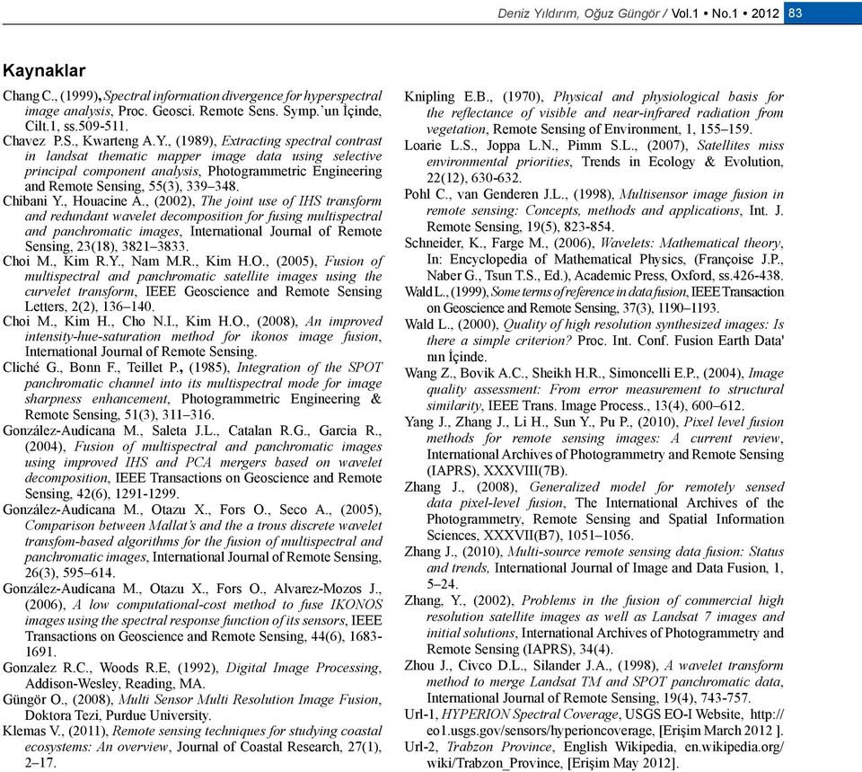 , (989), Extracting spectral contrast in landsat thematic mapper image data using selective principal component analysis, Photogrammetric Engineering and Remote Sensing, 55(), 9 48. Chibani Y.