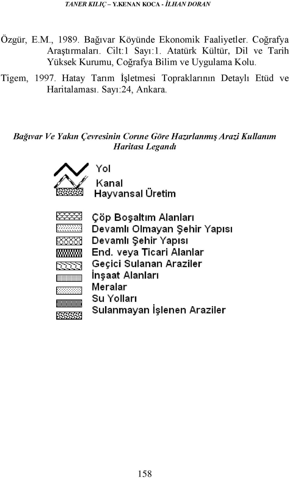 Atatürk Kültür, Dil ve Tarih Yüksek Kurumu, Coğrafya Bilim ve Uygulama Kolu. Tigem, 1997.
