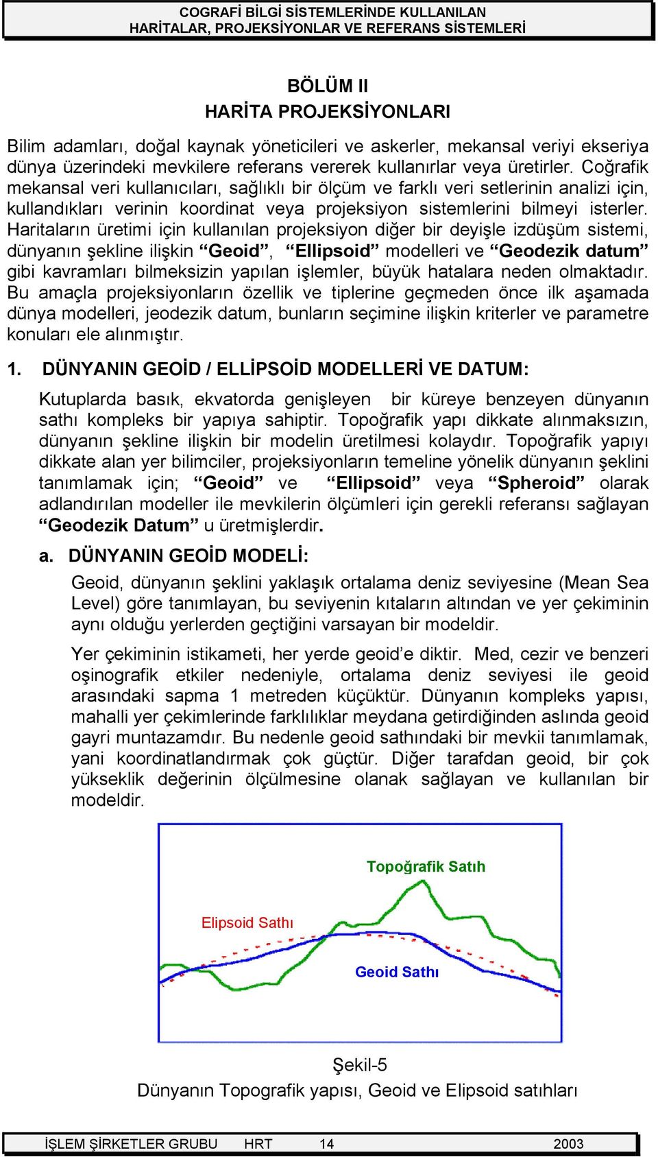 Haritaların üretimi için kullanılan projeksiyon diğer bir deyişle izdüşüm sistemi, dünyanın şekline ilişkin Geoid, Ellipsoid modelleri ve Geodezik datum gibi kavramları bilmeksizin yapılan işlemler,