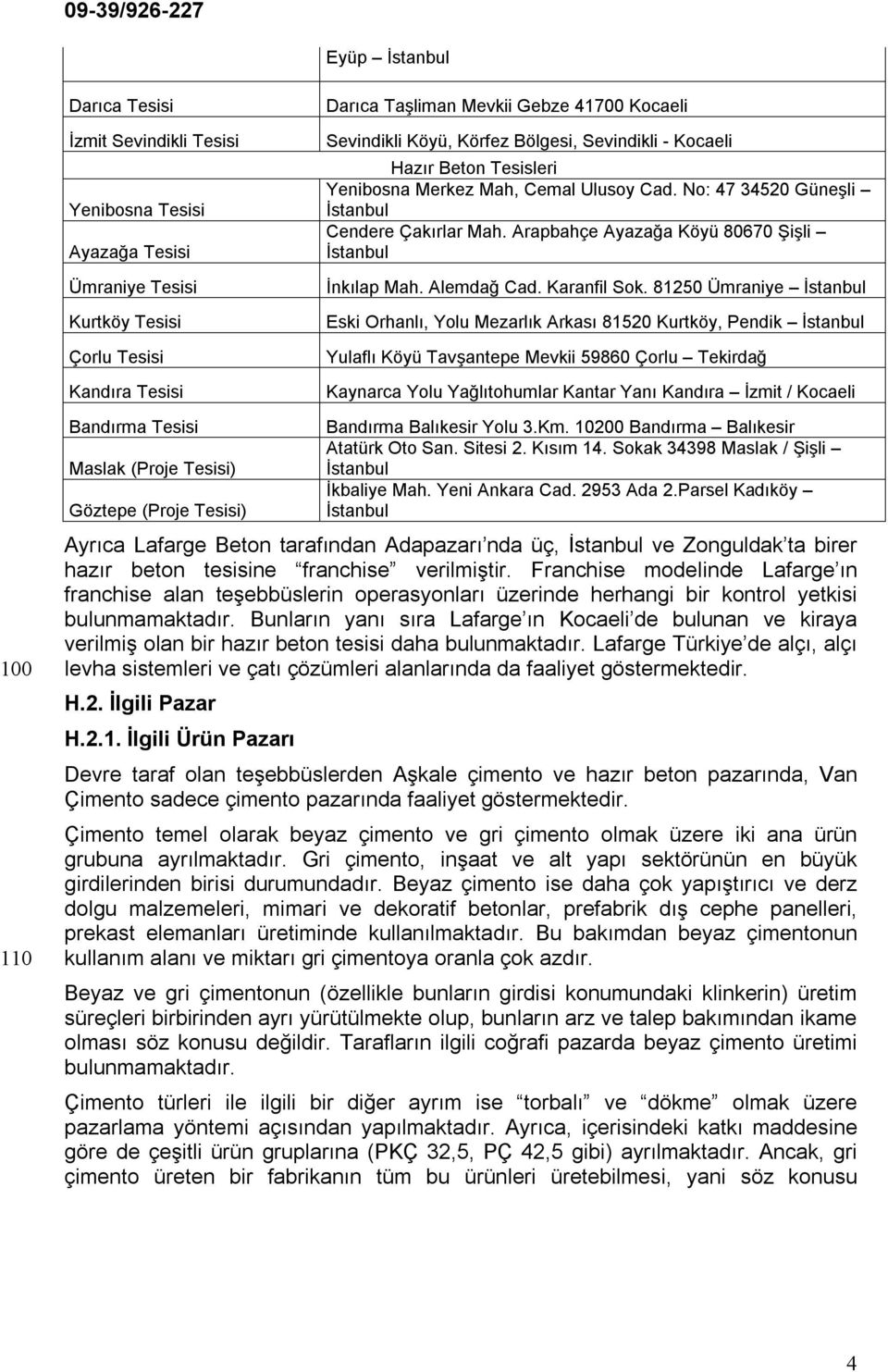 Arapbahçe Ayazağa Köyü 80670 Şişli İstanbul İnkılap Mah. Alemdağ Cad. Karanfil Sok.