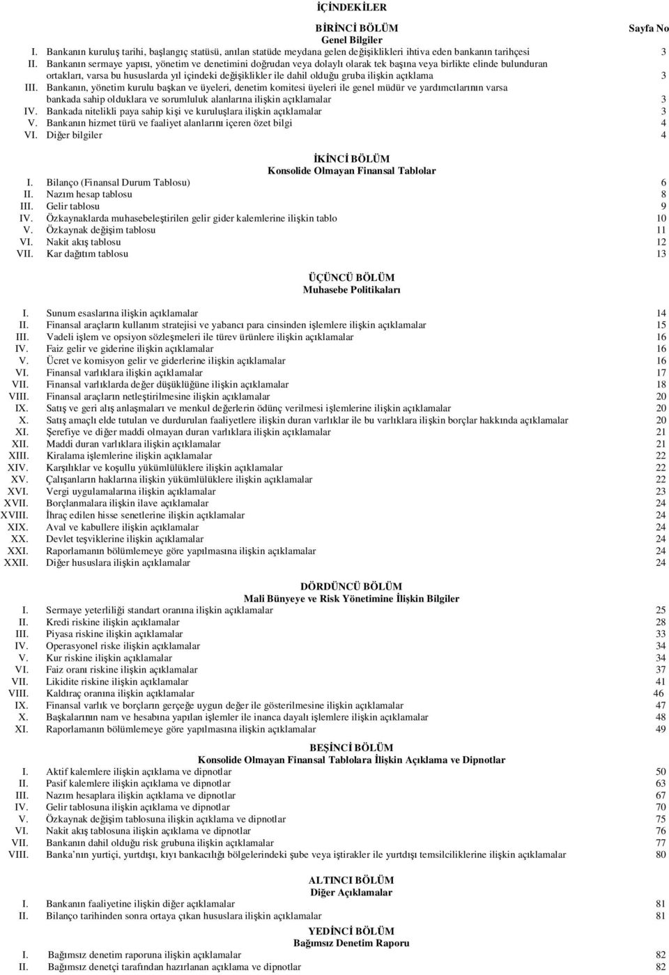 ortakları, varsa bu hususlarda yıl içindeki değişiklikler ile dahil olduğu gruba ilişkin açıklama 3 Bankanın, yönetim kurulu başkan ve üyeleri, denetim komitesi üyeleri ile genel müdür ve