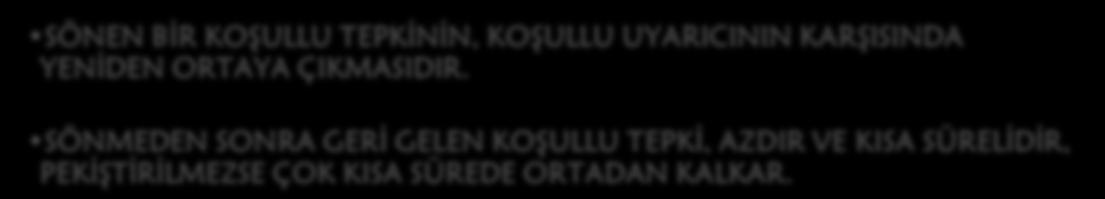 PEKİŞTİRME SÜREKLİ PEKİŞTİRME, KOŞULSUZ UYARICININ HER DENEMEDE VERİLMESİ İŞLEMİDİR. ARALIKLI/KISMİ PEKİŞTİRME, KOŞULSUZ UYARICININ ARA SIRA VERİLMESİ İŞLEMİDİR.