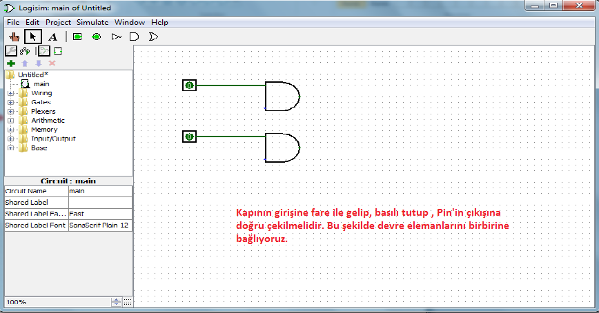 XOR problemi için bize dışardan iki giriş gerekmektedir. Bu bağlamda Pin'lerle girişlerimizi konumlandırıyoruz.