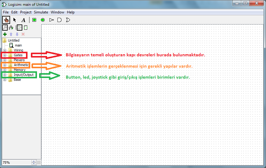 Şekil-9 Şekil-10 Logisim simüle programının daha iyi anlaşılabilmesi için XOR mantıksal