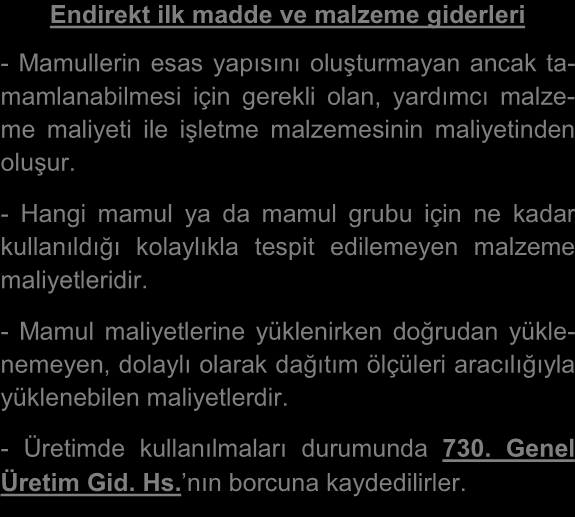 İLK MADDE VE MALZEME MALİYETLERİNİN SAPTANMASI Dirk ilk mdd v mlzm gidrlri - Mmlü ss ypısıı lşr v gi mml içi kdr kllıldığı kly spbil ilk mdd v mlzmi mliyidir - Dirk ilk mdd v mlzm gidrlri dğrd dğry