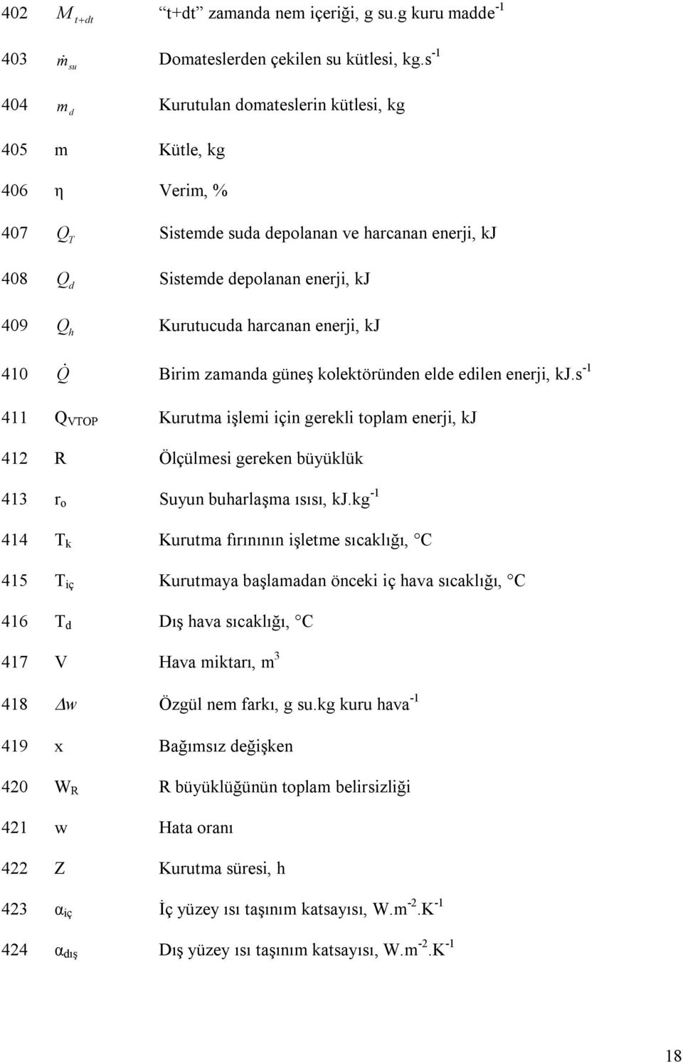 harcanan enerji, kj 410 Q Birim zamanda güneş kolektöründen elde edilen enerji, kj.