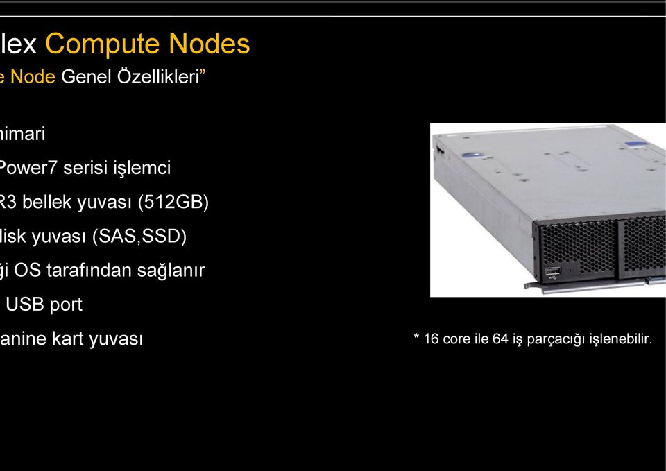 yuvası (SAS,SSD) i OS tarafından sağlanır USB port