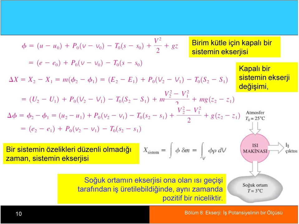 sistemin ekserjisi Soğuk ortamın ekserjisi ona olan ısı geçişi