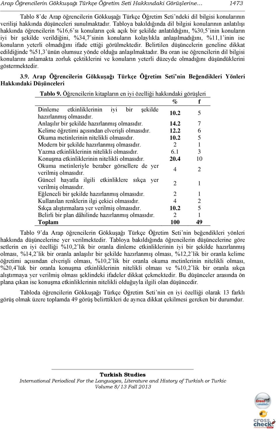 Tabloya bakıldığında dil bilgisi konularının anlatılıģı hakkında öğrencilerin %16,6 sı konuların çok açık bir Ģekilde anlatıldığını, %30,5 inin konuların iyi bir Ģekilde verildiğini, %34,7 sinin