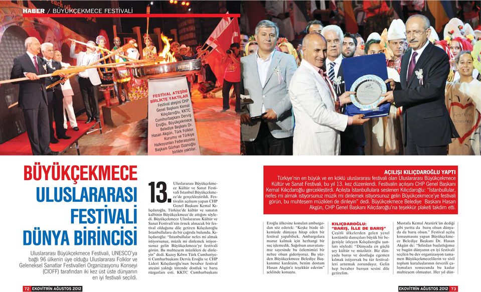 BÜYÜKÇEKMECE ULUSLARARASI FEST VAL DÜNYA B R NC S Uluslararas Büyükçekmece Festivali, UNESCO ya ba l 96 ülkenin üye oldu u Uluslararas Folklor ve Geleneksel Sanatlar Festivalleri Organizasyonu