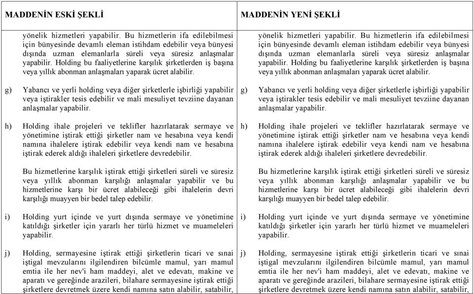 Holding bu faaliyetlerine karşılık şirketlerden iş başına veya yıllık abonman anlaşmaları yaparak ücret alabilir.