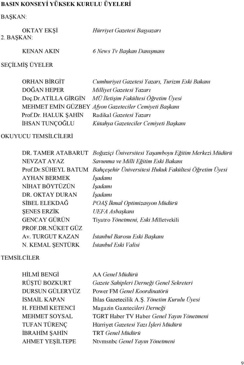 ATĠLLA GĠRGĠN MÜ İletişim Fakültesi Öğretim Üyesi MEHMET EMĠN GÜZBEY Afyon Gazeteciler Cemiyeti Başkanı Prof.Dr.