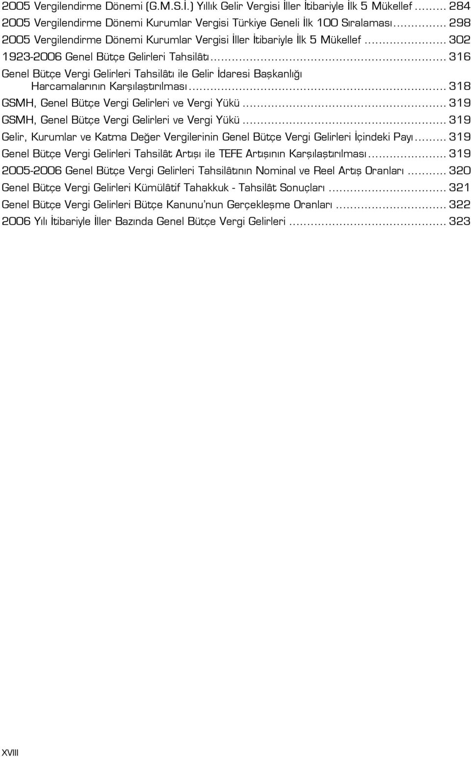 .. 316 Genel Bütçe Vergi Gelirleri Tahsilâtı ile Gelir İdaresi Başkanlığı Harcamalarının Karşılaştırılması... 318 GSMH, Genel Bütçe Vergi Gelirleri ve Vergi Yükü.
