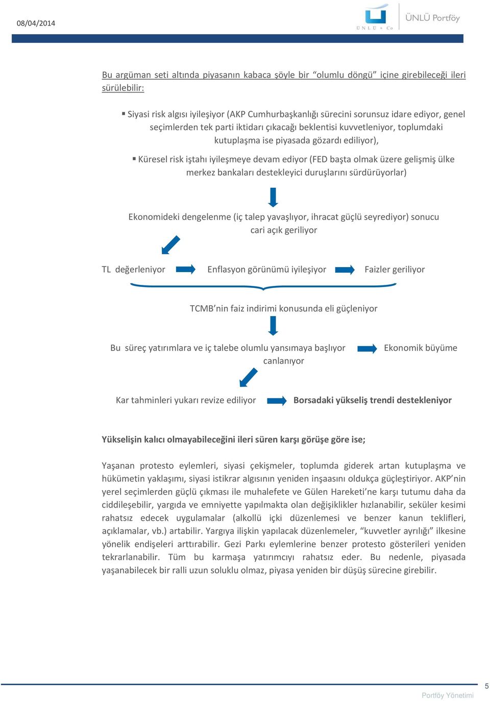 ülke merkez bankaları destekleyici duruşlarını sürdürüyorlar) Ekonomideki dengelenme (iç talep yavaşlıyor, ihracat güçlü seyrediyor) sonucu cari açık geriliyor TL değerleniyor Enflasyon görünümü