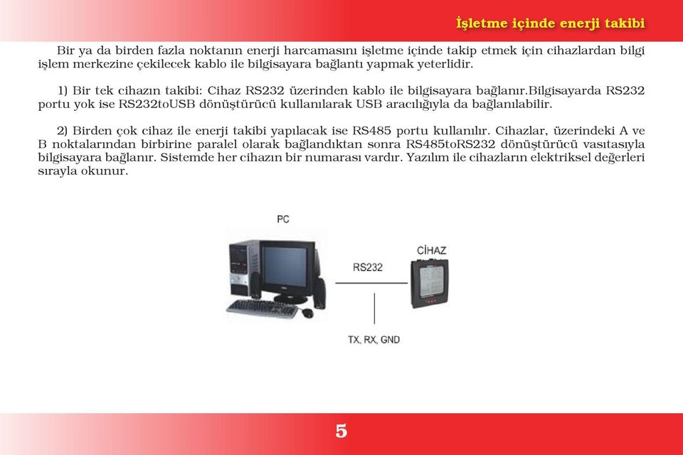 bilgisayarda RS232 portu yok ise RS232toUSB dönüştürücü kullanılarak USB aracılığıyla da bağlanılabilir.