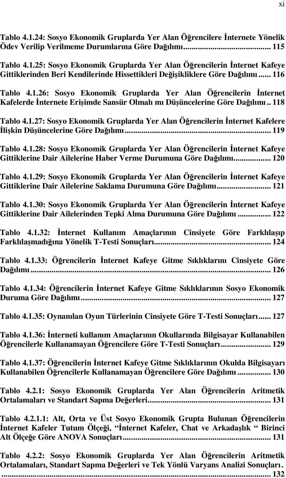 .. 119 Tablo 4.1.28: Sosyo Ekonomik Gruplarda Yer Alan Öğrencilerin İnternet Kafeye Gittiklerine Dair Ailelerine Haber Verme Durumuna Göre Dağılımı... 120 Tablo 4.1.29: Sosyo Ekonomik Gruplarda Yer Alan Öğrencilerin İnternet Kafeye Gittiklerine Dair Ailelerine Saklama Durumuna Göre Dağılımı.