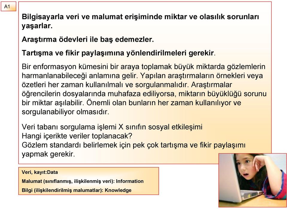 Araştırmalar öğrencilerin dosyalarında muhafaza ediliyorsa, miktarın büyüklüğü sorunu bir miktar aşılabilir. Önemli olan bunların her zaman kullanılıyor ve sorgulanabiliyor olmasıdır.