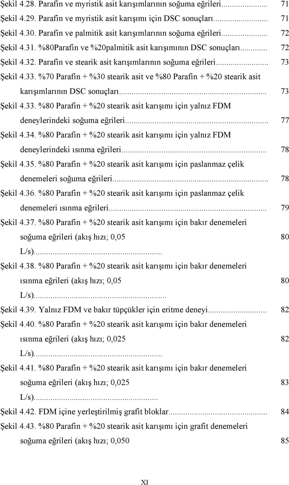 Parafin ve stearik asit karışımlarının soğuma eğrileri... 73 Şekil 4.33. %70 Parafin + %30 stearik asit ve %80 Parafin + %20 stearik asit karışımlarının DSC sonuçları... 73 Şekil 4.33. %80 Parafin + %20 stearik asit karışımı için yalnız FDM deneylerindeki soğuma eğrileri.