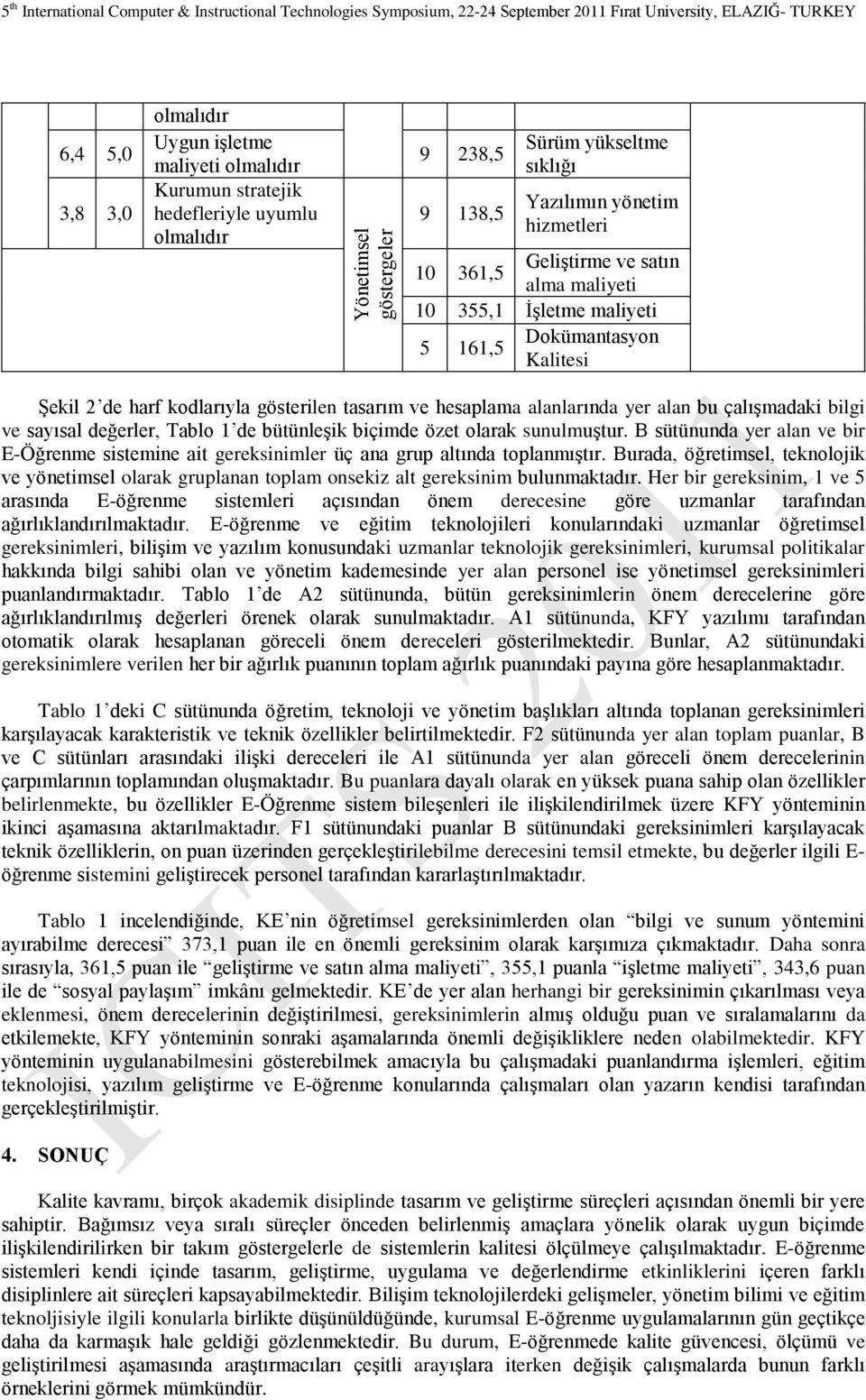 harf kodlarıyla gösterilen tasarım ve hesaplama alanlarında yer alan bu çalıģmadaki bilgi ve sayısal değerler, Tablo 1 de bütünleģik biçimde özet olarak sunulmuģtur.