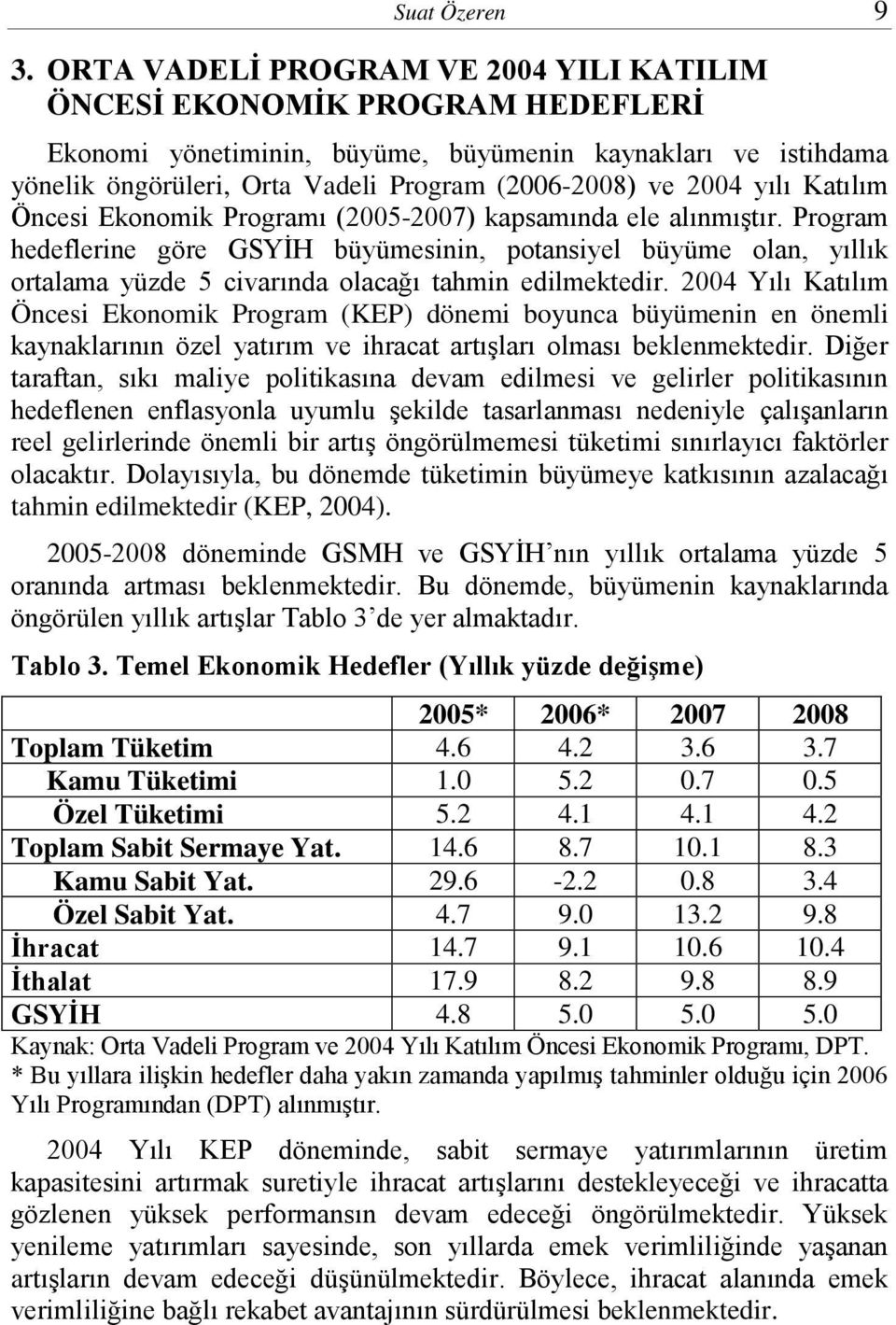 yılı Katılım Öncesi Ekonomik Programı (2005-2007) kapsamında ele alınmıştır.