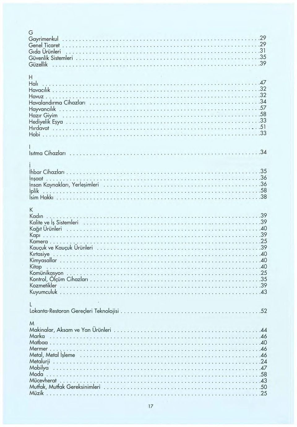 .. 36!plik... o 58 Isim Hakkı... ;...... 38 K Kadın. o o 39 Kalite ve is Sistemleri... o Kağıt Ürü~leri.......'..,........... 40 Kapı............... 39 Kamera... 25 Kauçuk ve Kauçuk Ürünleri.