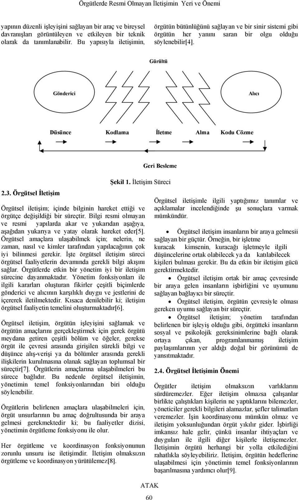 Gürültü Gönderici Alıcı Düşünce Kodlama İletme Alma Kodu Çözme 2.3. Örgütsel İletişim Örgütsel iletişim; içinde bilginin hareket ettiği ve örgütçe değişildiği bir süreçtir.