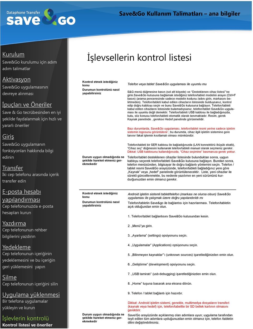 save&go kutusuna bağlamak istediğiniz telefon/tablet modelini arayın (Ctrl+F basın) (arama penceresinde sadece modelin kodunu /adını girin, markasını belirtmeden).