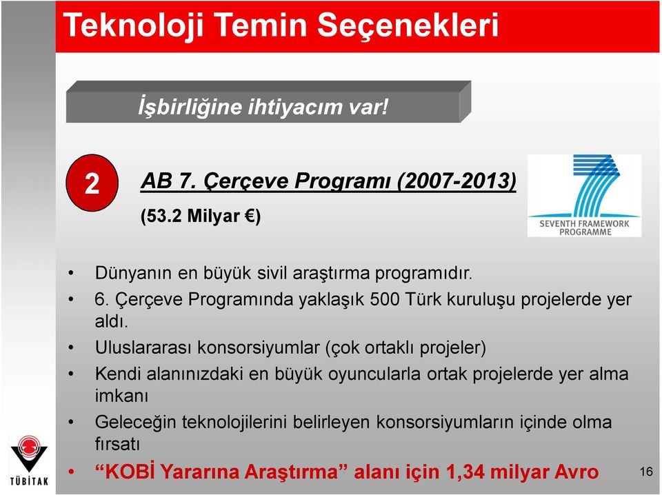 Çerçeve Programında yaklaşık 500 Türk kuruluşu projelerde yer aldı.