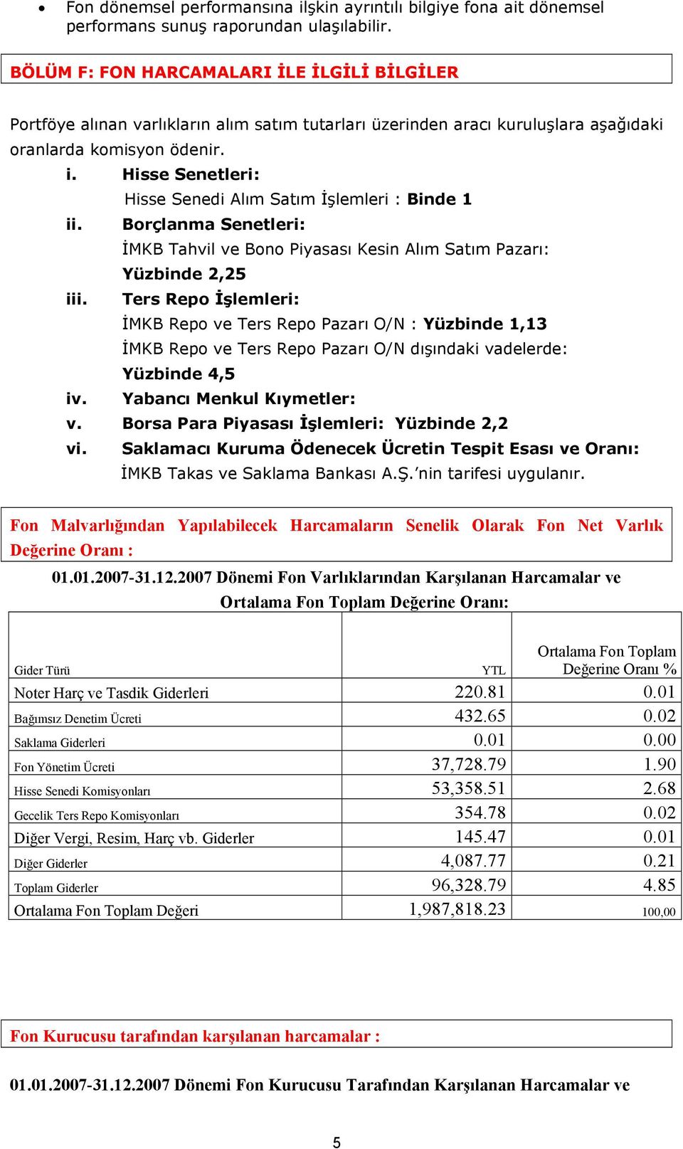 Hisse Senetleri: Hisse Senedi Alım Satım İşlemleri : Binde 1 ii. Borçlanma Senetleri: İMKB Tahvil ve Bono Piyasası Kesin Alım Satım Pazarı: Yüzbinde 2,25 iii.