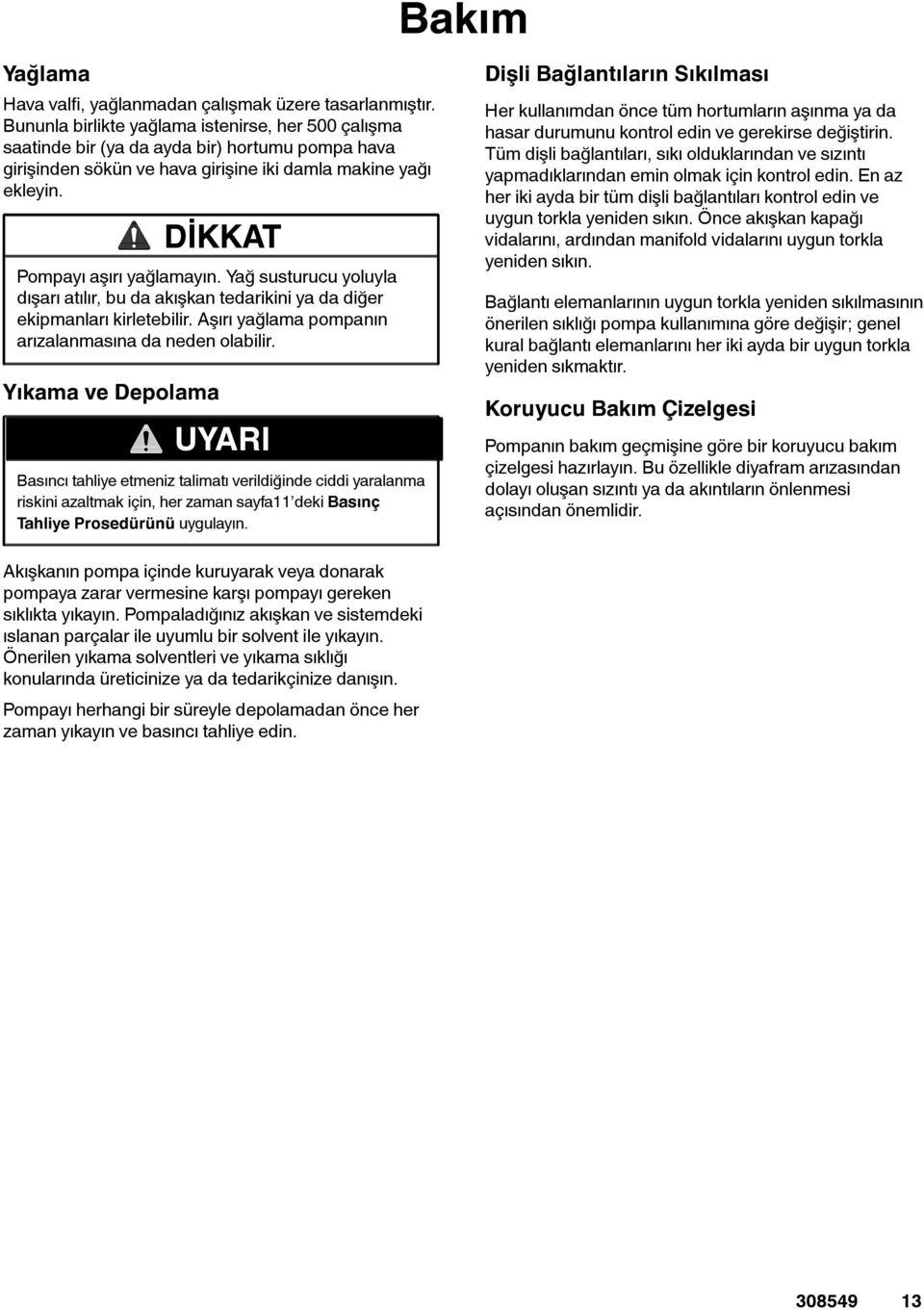 Yağ susturucu yoluyla dışarı atılır, bu da akışkan tedarikini ya da diğer ekipmanları kirletebilir. Aşırı yağlama pompanın arızalanmasına da neden olabilir.