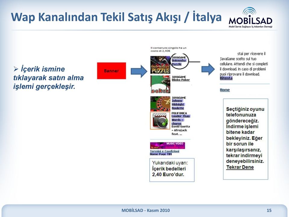 İçerik ismine tıklayarak