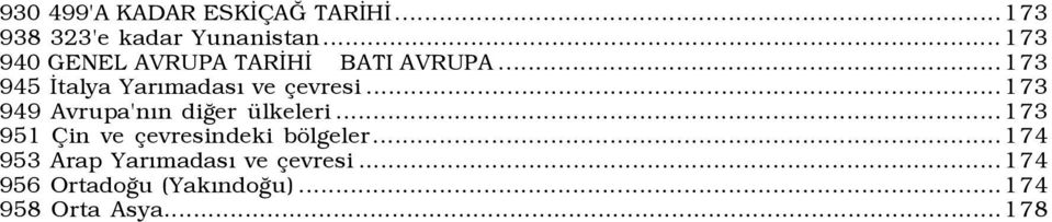 ..173 949 Avrupa'nõn diğer ülkeleri...173 951 Çin ve çevresindeki bölgeler.