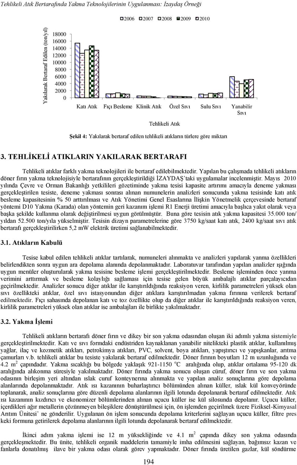 TEHLĠKELĠ ATIKLARIN YAKILARAK BERTARAFI Tehlikeli atıklar farklı yakma teknolojileri ile bertaraf edilebilmektedir.