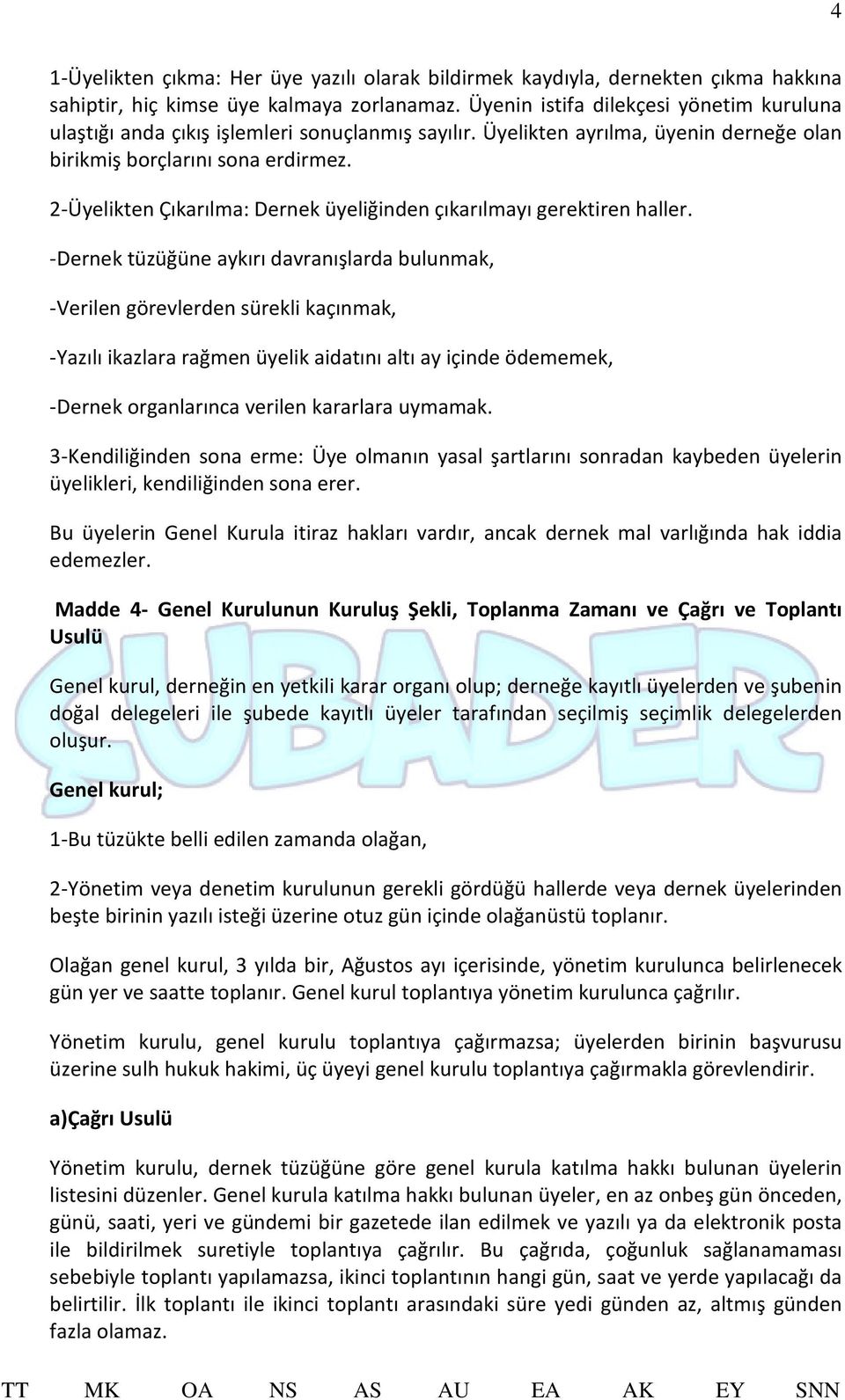 2-Üyelikten Çıkarılma: Dernek üyeliğinden çıkarılmayı gerektiren haller.