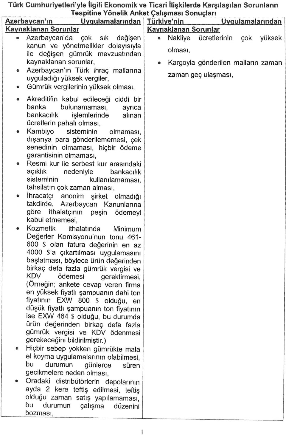 senedinin olmaması, hiçbir ödeme garantisinin olmaması, Resmi kur ile serbest kur arasındaki açıklık nedeniyle bankacılık sisteminin kullanılamaması, tahsilatın çok zaman alması, ihracatçı anonim