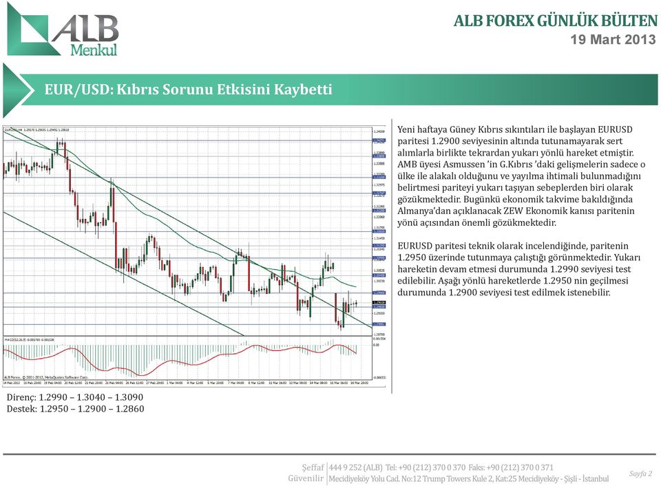 Kıbrıs daki gelişmelerin sadece o ülke ile alakalı olduğunu ve yayılma ihtimali bulunmadığını belirtmesi pariteyi yukarı taşıyan sebeplerden biri olarak gözükmektedir.