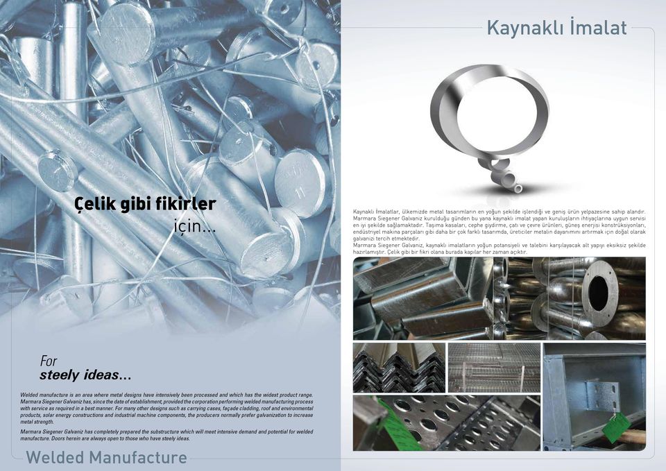 Taşıma kasaları, cephe giydirme, çatı ve çevre ürünleri, güneş enerjisi konstrüksiyonları, endüstriyel makina parçaları gibi daha bir çok farklı tasarımda, üreticiler metalin dayanımını artırmak için