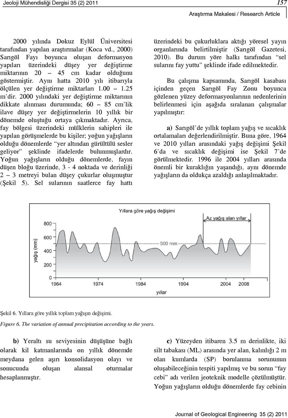 Ayn hatta 2010 y l itibar yla ölçülen yer de i tirme miktarlar 1.00 1.25 m dir.