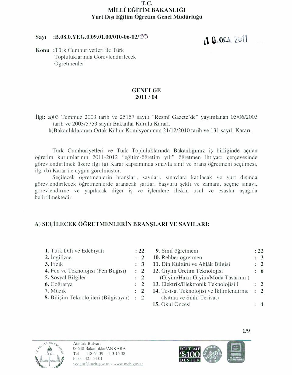 b)bakanlıklararasl Ortak Kültür Komisyonunun 21/12/2010 tarih ve 131 sayılı Kararı.