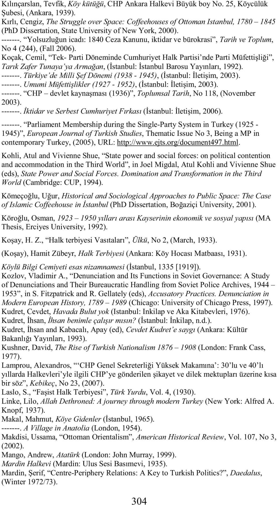 Yolsuzlu un icadı: 1840 Ceza Kanunu, iktidar ve bürokrasi, Tarih ve Toplum, No 4 (244), (Fall 2006).