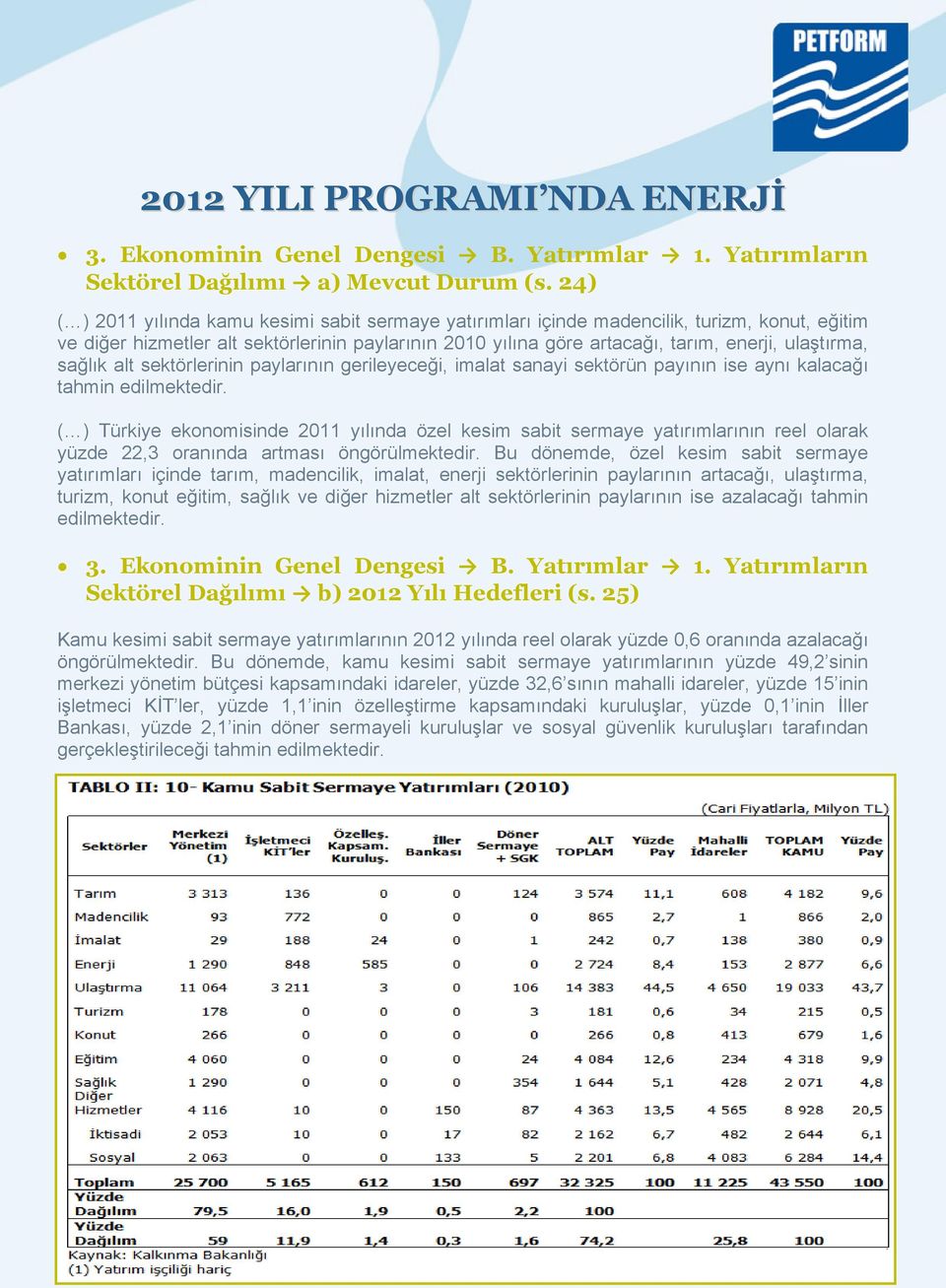 ulaştırma, sağlık alt sektörlerinin paylarının gerileyeceği, imalat sanayi sektörün payının ise aynı kalacağı tahmin edilmektedir.