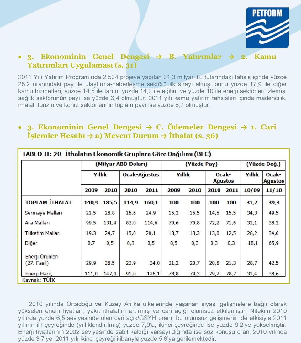 tarım, yüzde 14,2 ile eğitim ve yüzde 10 ile enerji sektörleri izlemiş, sağlık sektörünün payı ise yüzde 6,4 olmuştur.