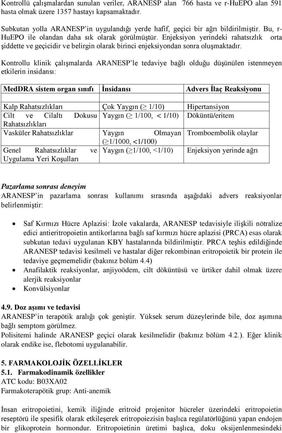 Enjeksiyon yerindeki rahatsızlık orta şiddette ve geçicidir ve belirgin olarak birinci enjeksiyondan sonra oluşmaktadır.